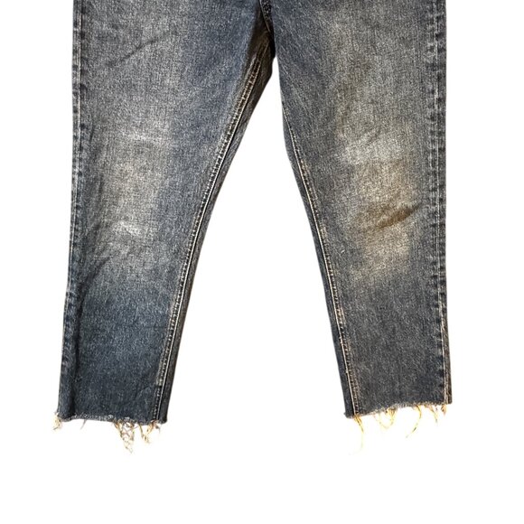 Topshop Dark Wash Straight Leg Cropped Jeans – Raw Hem – Women’s 30 - Picture 2 of 5